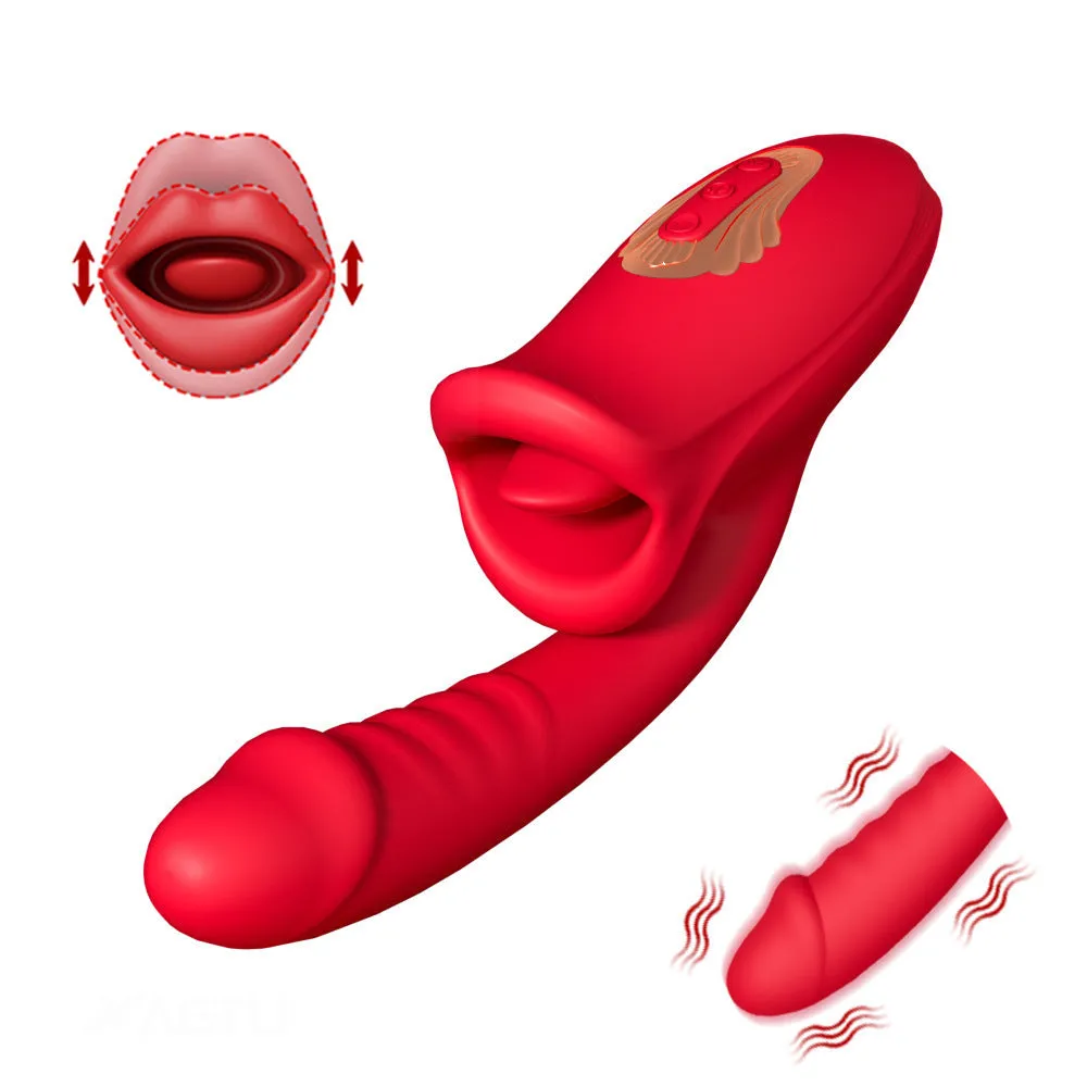 G Spot Vibrator Clit Tongue Oral Sex Toys - Double End Tickle Flapping Women Vibrator