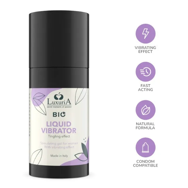 Gel intim LUXURIA Bio Liquid Vibrator. cu efect de furnicături. pentru stimularea clitorisului și orgasm intens. 15 ml
