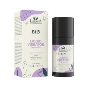 Gel intim LUXURIA Bio Liquid Vibrator. cu efect de furnicături. pentru stimularea clitorisului și orgasm intens. 15 ml