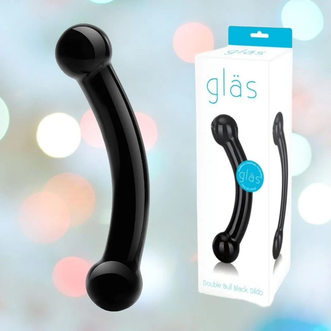 Gläs 5.5 Double Bull Black Glass Dildo