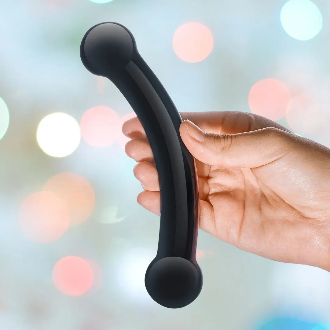 Gläs 5.5 Double Bull Black Glass Dildo