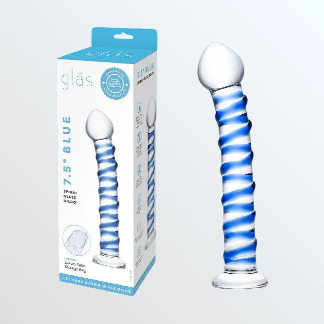 Gläs Blue Spiral 7.5 Glass Dildo