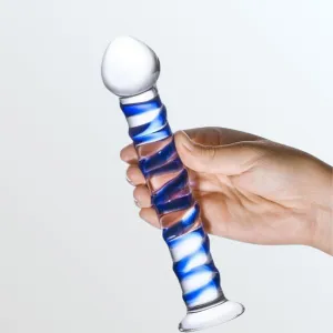 Gläs Blue Spiral 7.5 Glass Dildo