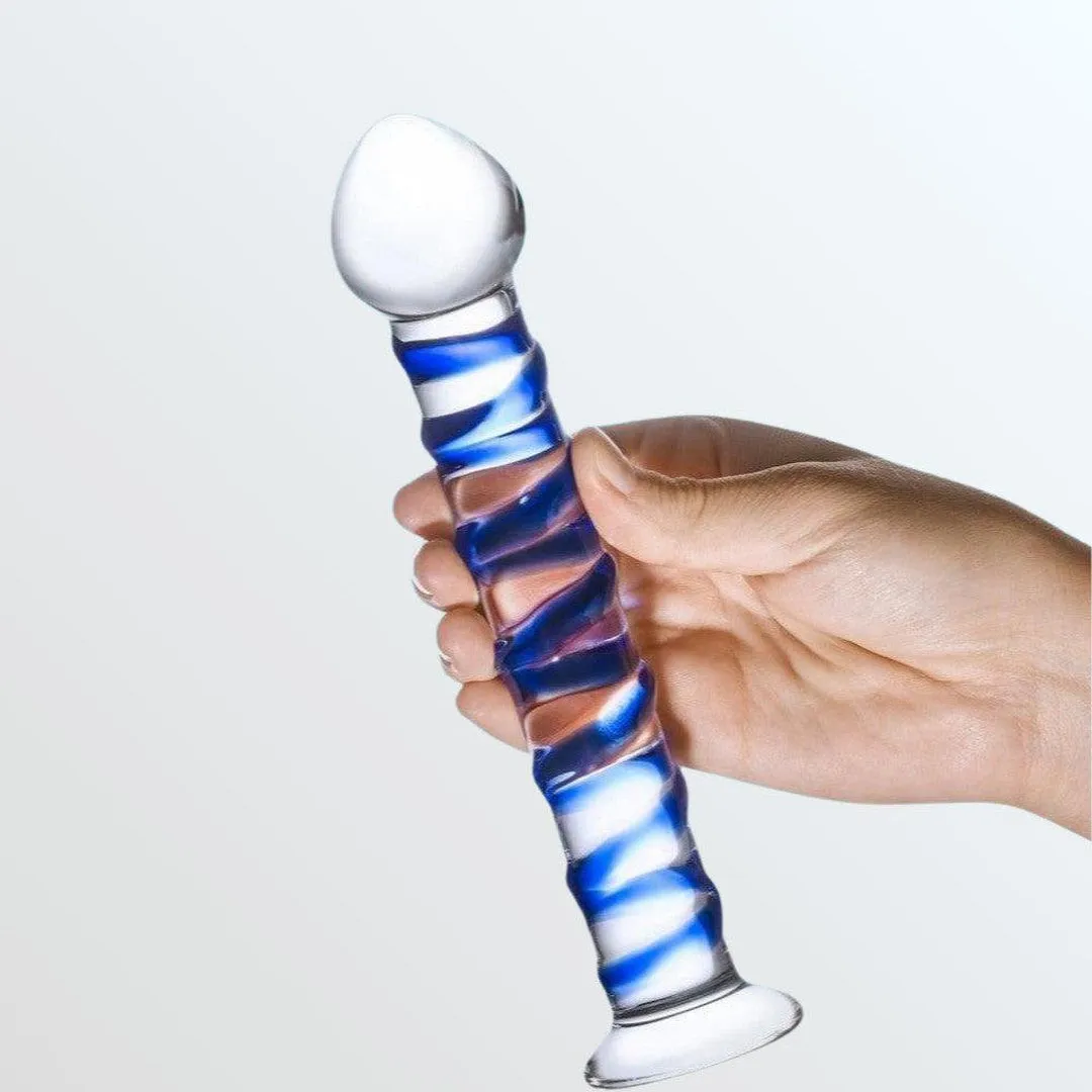 Gläs Blue Spiral 7.5 Glass Dildo