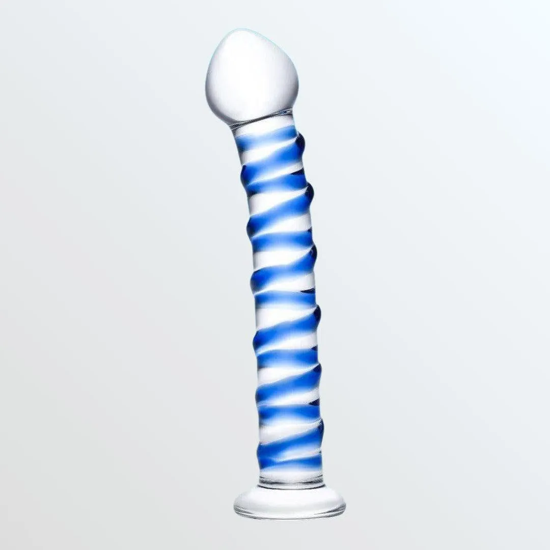 Gläs Blue Spiral 7.5 Glass Dildo