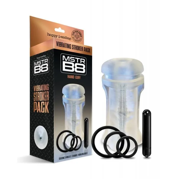Happy Ending - MSTR B8 Hand Cuff Vibrating Stroker Masturbator Pack Kit of 5 (Clear)
