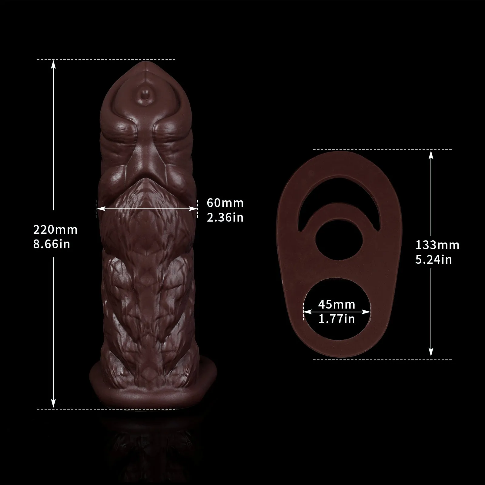Huge Life Size Penis Sleeve Enlarger - Ebony Monsterdildo Cock Ring Delay Ejaculation Sex Toy for Men