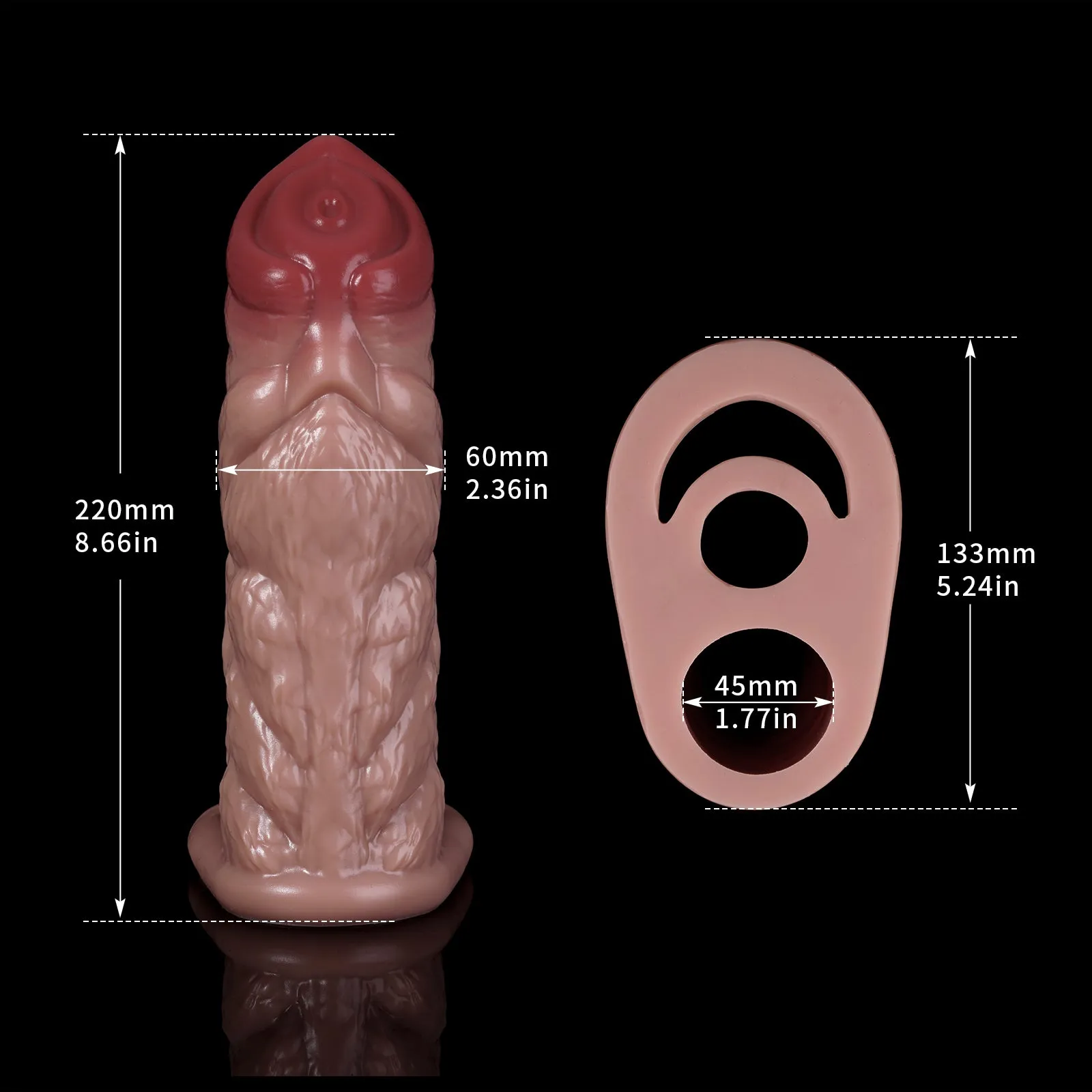 Huge Life Size Penis Sleeve Enlarger - Ebony Monsterdildo Cock Ring Delay Ejaculation Sex Toy for Men