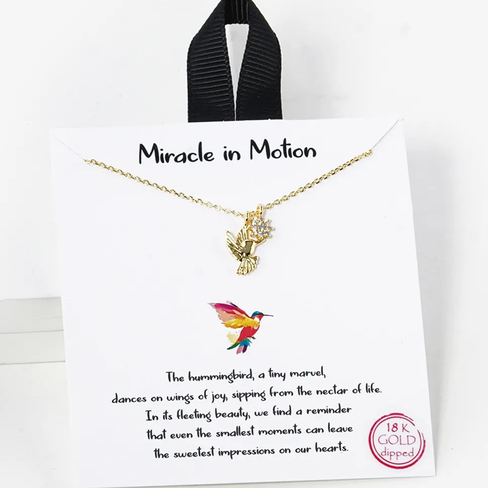 Hummingbird Gold Necklace - Miracle In Motion