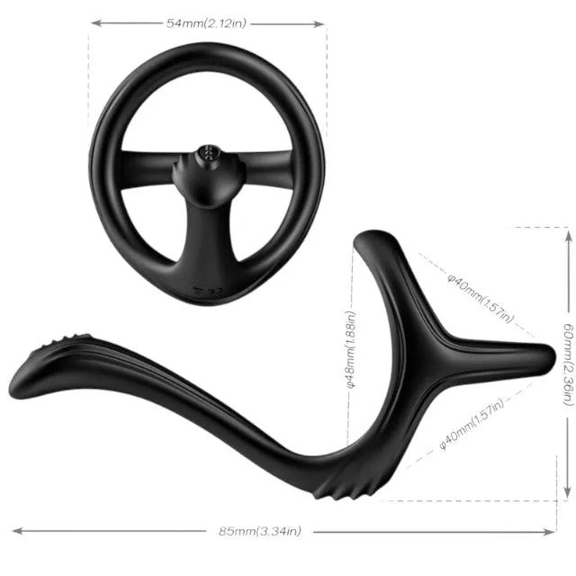 Inel dublu pentru penis ARMONY Treasure Double Anal Ring. cu capat pentru stimulare anala. din silicon. negru