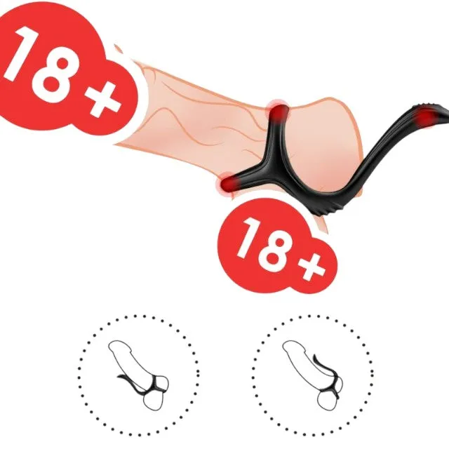 Inel dublu pentru penis ARMONY Treasure Double Anal Ring. cu capat pentru stimulare anala. din silicon. negru