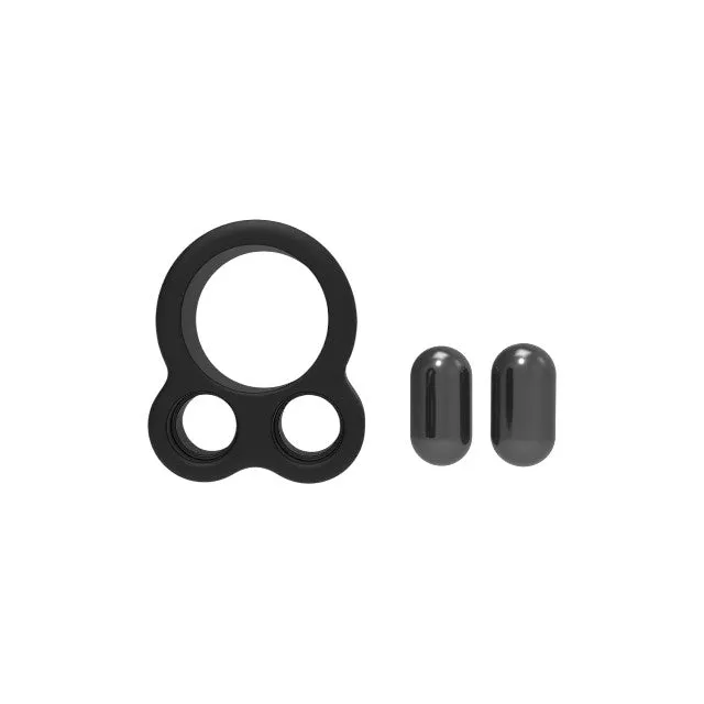 Inel pentru penis DREAMTOYS RAMROD Cockring Dual Weight. cu 2 bile de oțel detașabile. lungime 6 cm. din silicon. negru