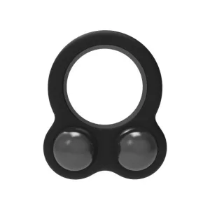 Inel pentru penis DREAMTOYS RAMROD Cockring Dual Weight. cu 2 bile de oțel detașabile. lungime 6 cm. din silicon. negru