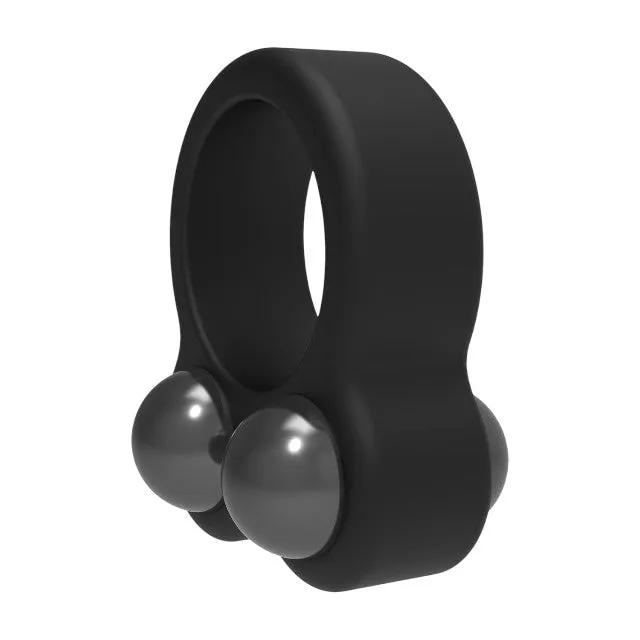 Inel pentru penis DREAMTOYS RAMROD Cockring Dual Weight. cu 2 bile de oțel detașabile. lungime 6 cm. din silicon. negru