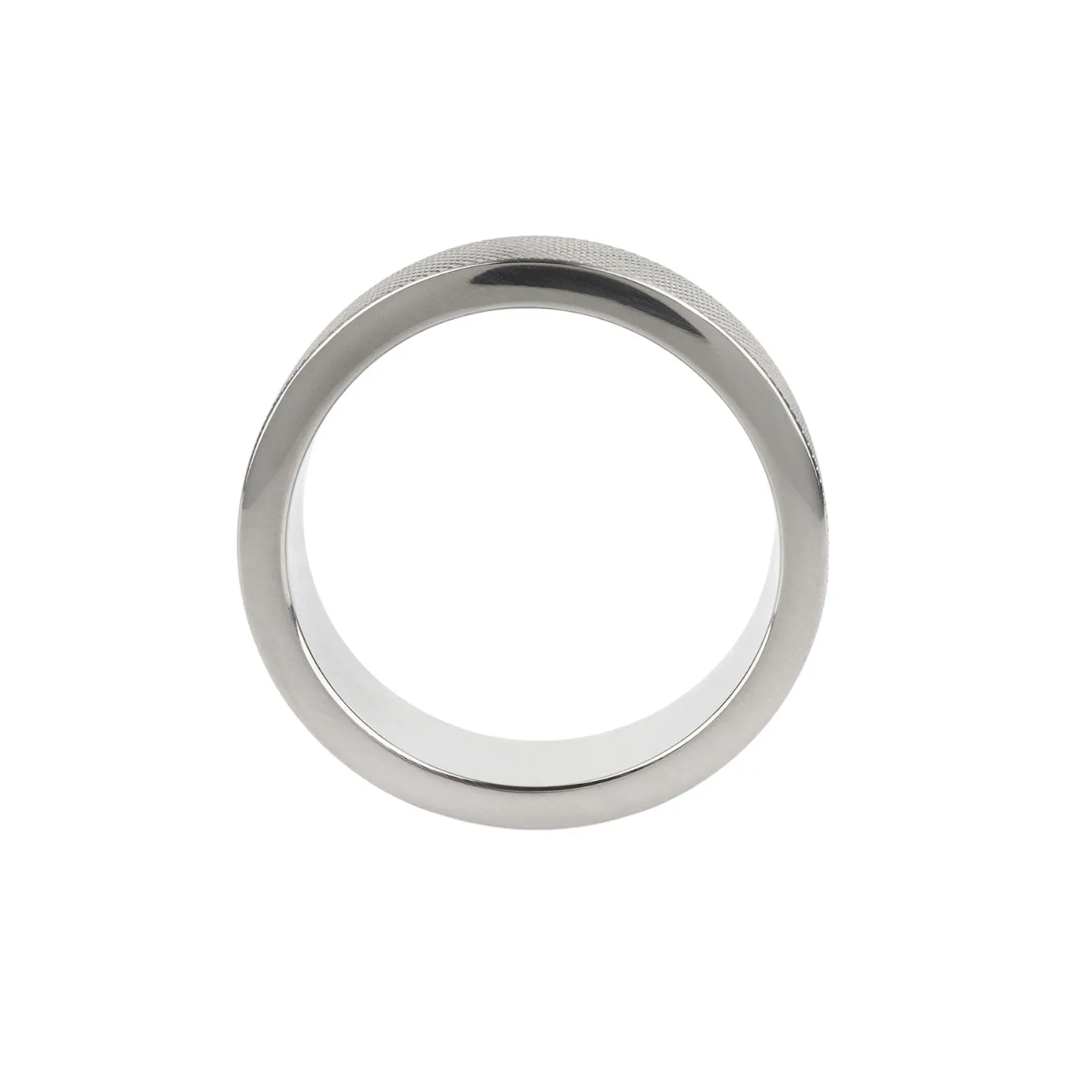 Inel pentru penis MR. STEEL CrissCross C-Ring. cu design geometric. din oțel inoxidabil. diametru 5 cm (mediu). argintiu