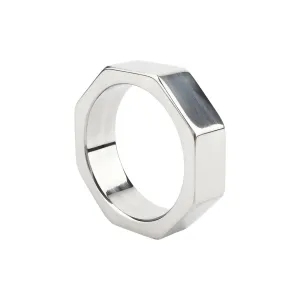Inel pentru penis MR. STEEL Nut C-Ring. în formă de piuliță. din oțel inoxidabil. diametru 4.5 cm (mic). argintiu