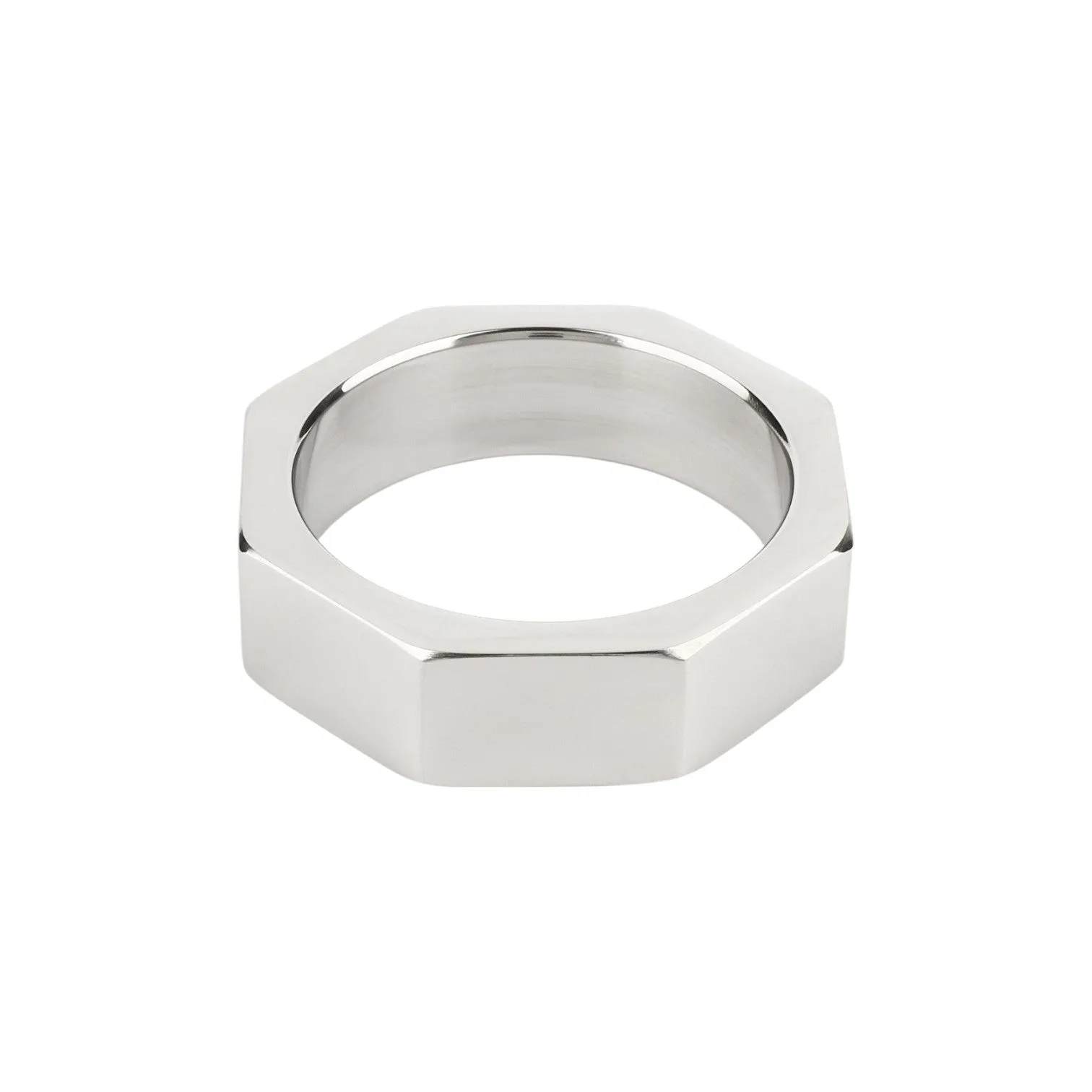 Inel pentru penis MR. STEEL Nut C-Ring. în formă de piuliță. din oțel inoxidabil. diametru 4.5 cm (mic). argintiu