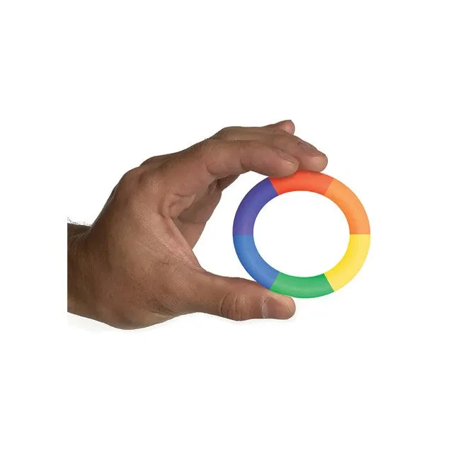 Inel pentru penis RASCAL The Brawn Pride!. din silicon. pentru erecții puternice. diametru 4.4 cm. design în culorile curcubeului