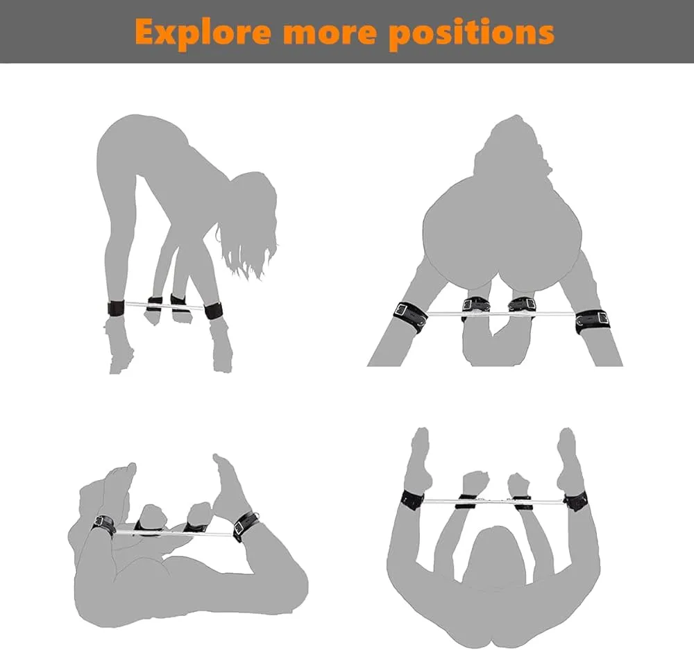 Kink 4 Way Bondage Spreader T-Frame Bar | Hand & Foot Lock | BDSM Couple