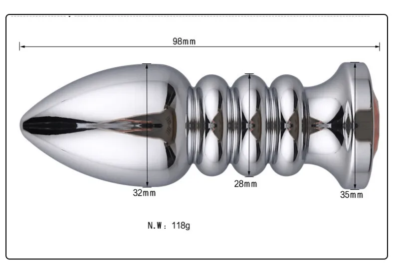Large Steel Butt Plug Vibration 3.9 Inch with 10 Modes