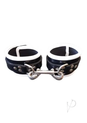 Leather Ankle Cuffs Black/white