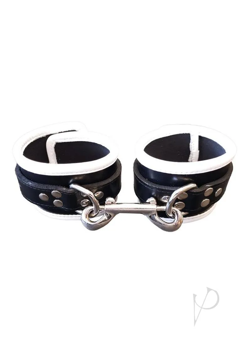 Leather Ankle Cuffs Black/white