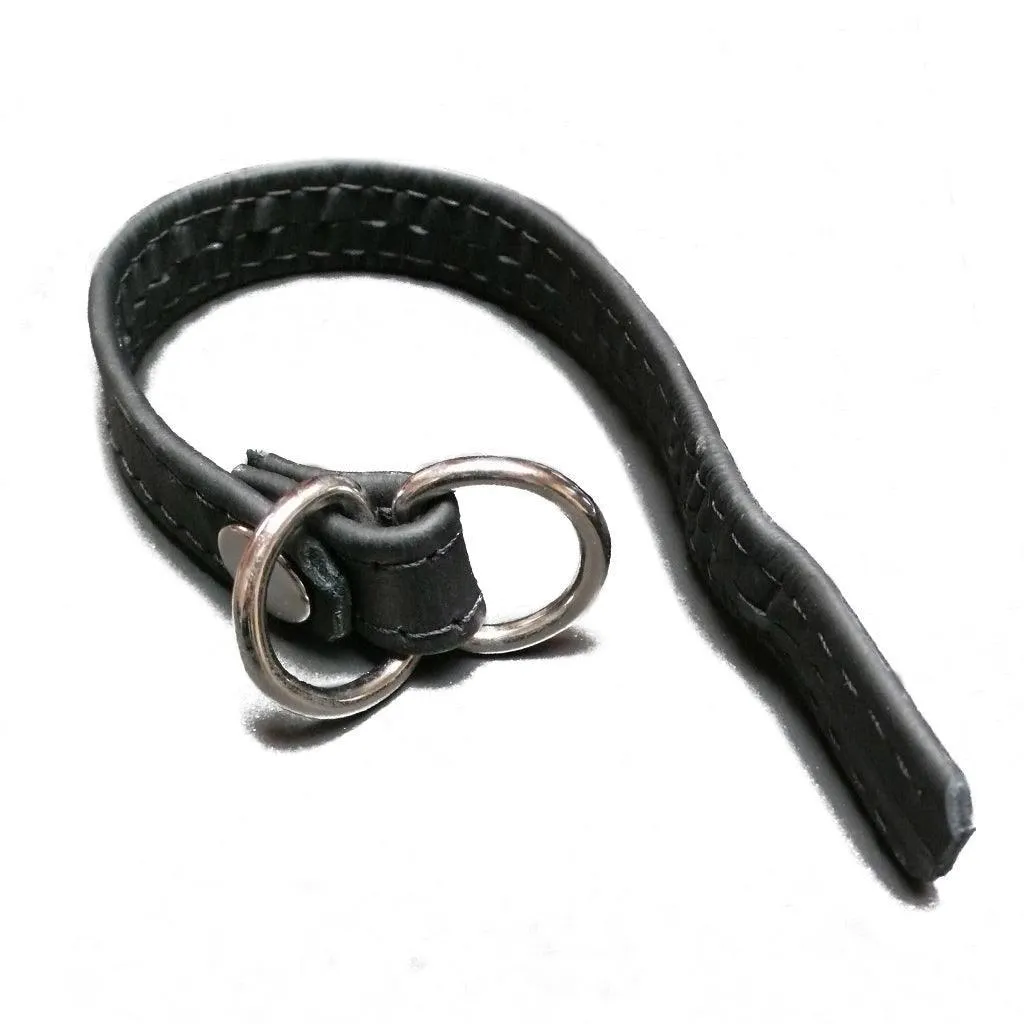 Leather Cock Ring with D-Ring. Black