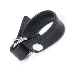 Leather Cock Ring with D-Ring. Black