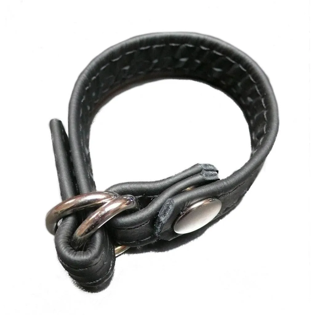 Leather Cock Ring with D-Ring. Black
