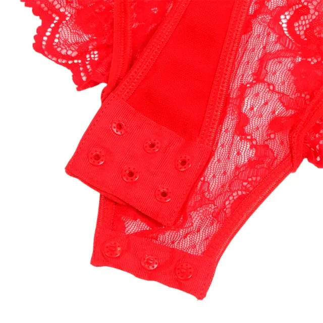 Lenjerie sexy SUBBLIME Teddy with Garter. body din dantelă cu bretele și portjartier. culoare roșu. marime L/XL