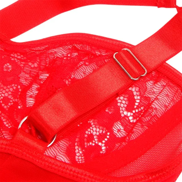 Lenjerie sexy SUBBLIME Teddy with Garter. body din dantelă cu bretele și portjartier. culoare roșu. marime L/XL
