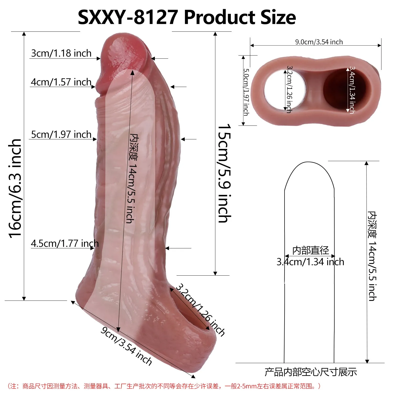 Life Size Cock Sleeve Sheath - Realistic 6 inch Penis Extender Sex Toys for Men
