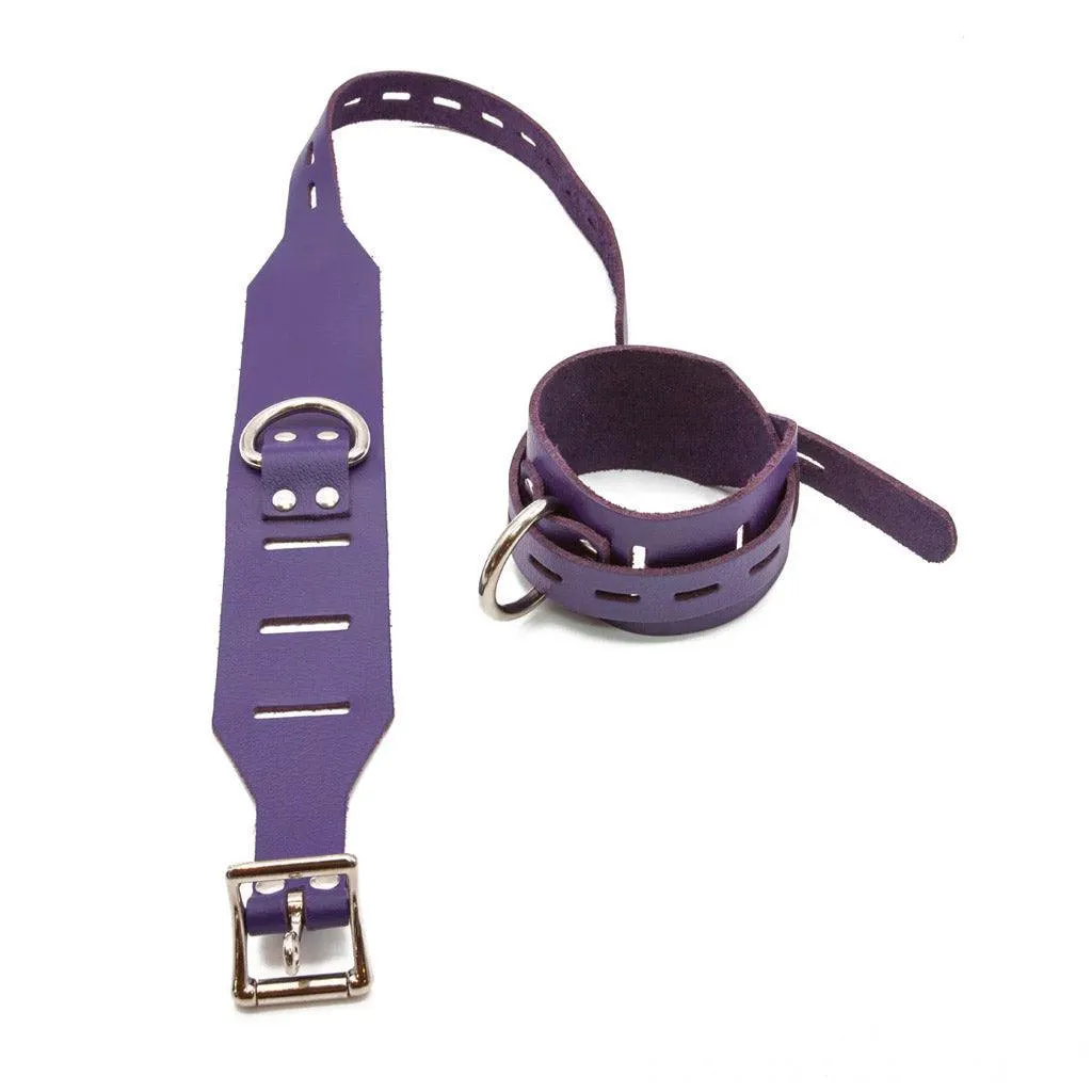 Locking/Buckling Leather Bondage Restraints. Purple