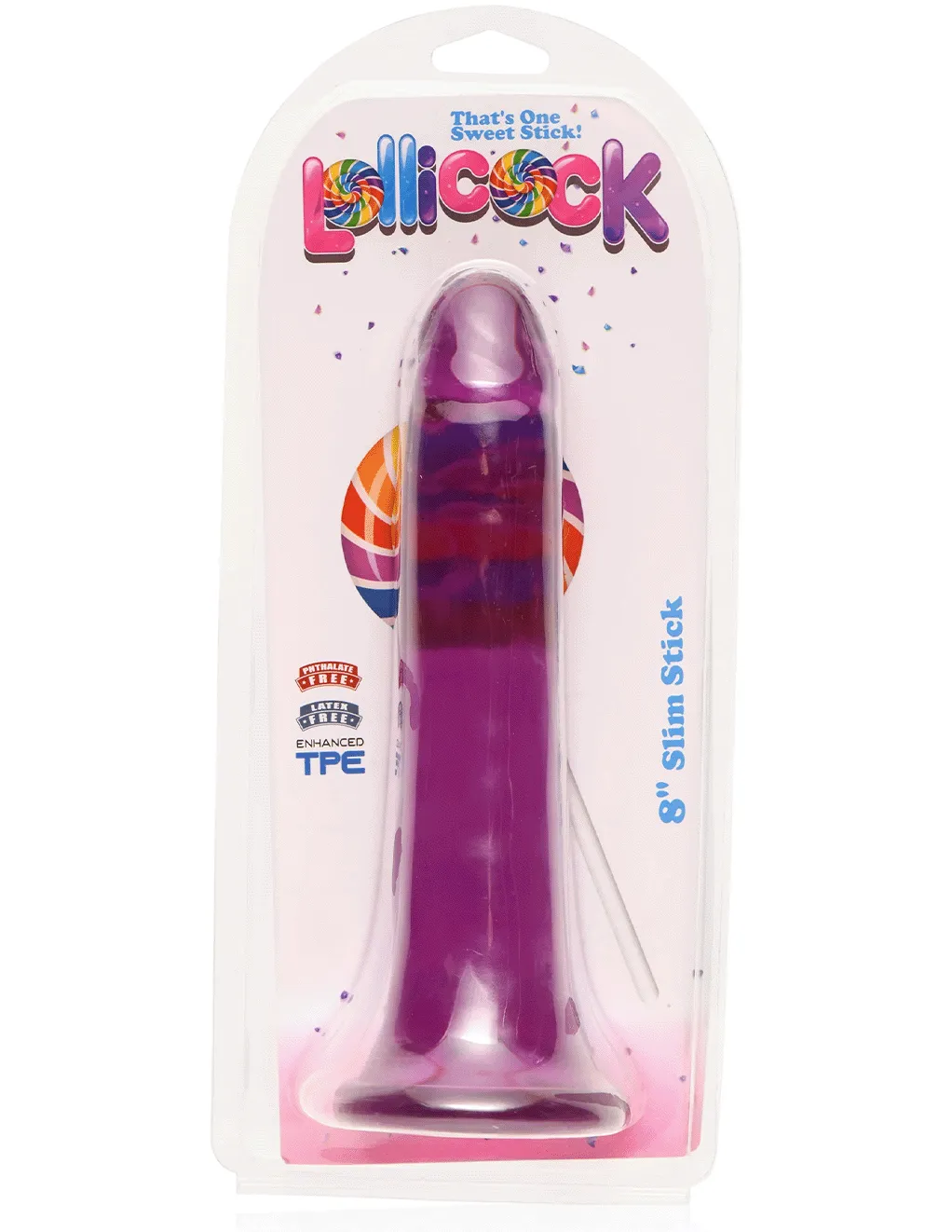Lollicock 8in Slim Stick Grape Ice