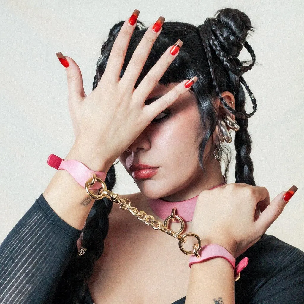 Luxury Leather Day Cuffs by Neon Coyotes. Blush