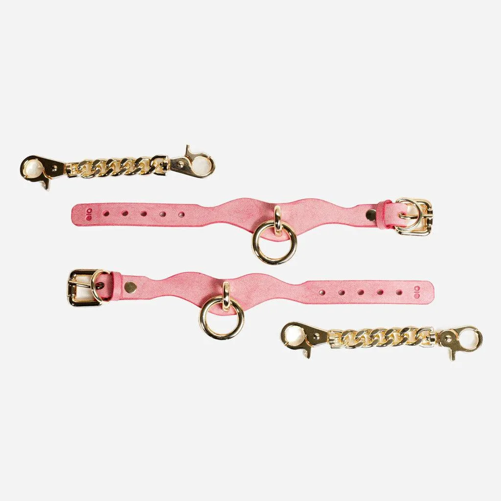 Luxury Leather Day Cuffs by Neon Coyotes. Blush