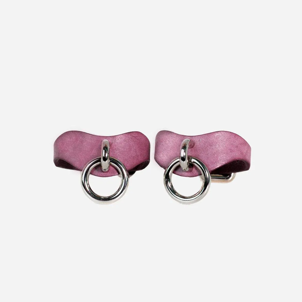 Luxury Leather Day Cuffs by Neon Coyotes. Haze with Nickel. Stockroom Exclusive