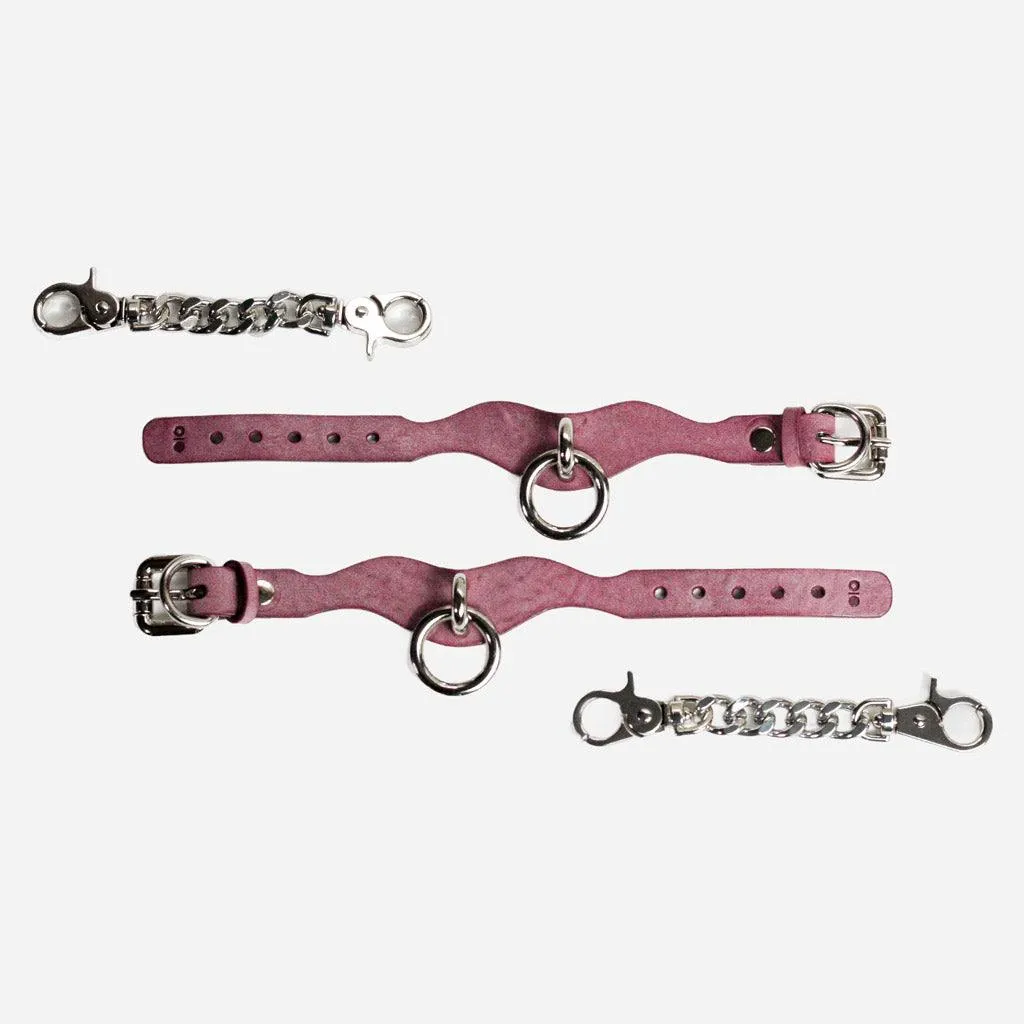 Luxury Leather Day Cuffs by Neon Coyotes. Haze with Nickel. Stockroom Exclusive