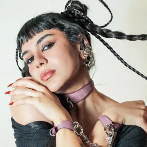 Luxury Leather Day Cuffs by Neon Coyotes. Haze with Nickel. Stockroom Exclusive
