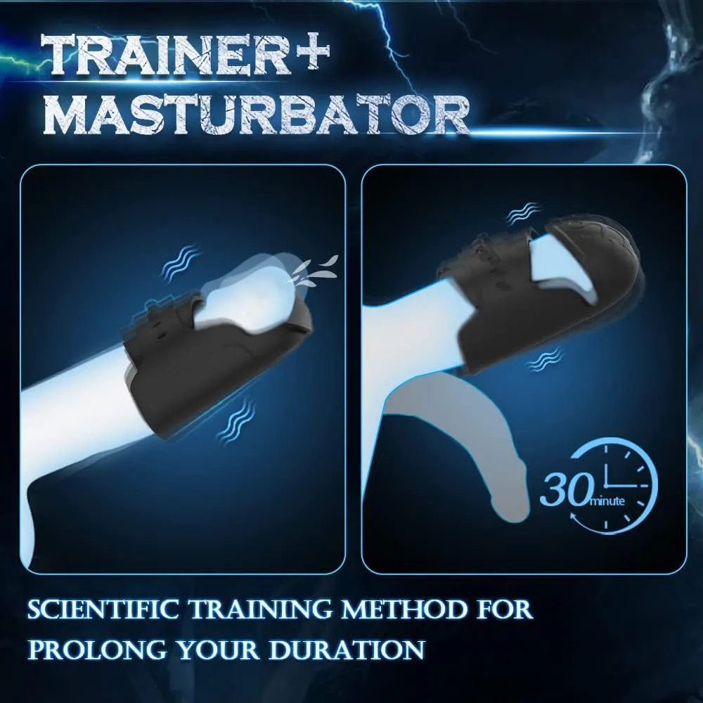 Male Masturbator Penis Trainer - Vibrating Male Sex Toys Penis Delay Ejaculation