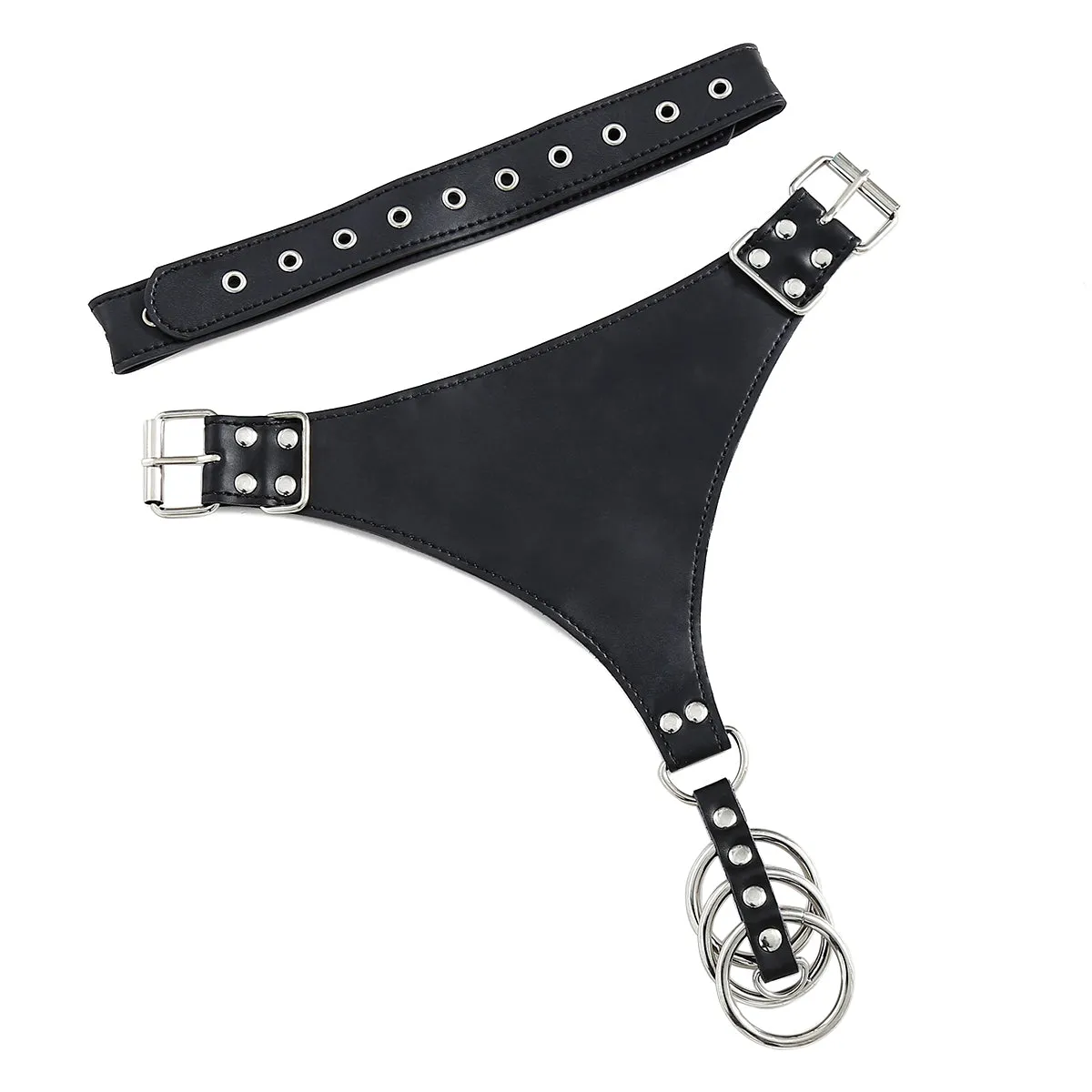 Male Power Chastity Belt With 3 Metal Cock Rings | Adjustable | Fetish