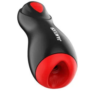 Masturbator automat JAMYJOB Core-X. cu 5 funcții de aspirație. 5 funcții de vibrație. rezistent la apă. negru cu roșu