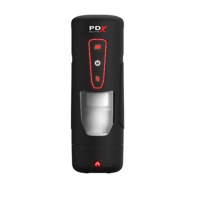 Masturbator automat PDX ELITE Milk Me Hotter. funcție de încălzire și penetrare automată. 10 funcții de vibrație. negru