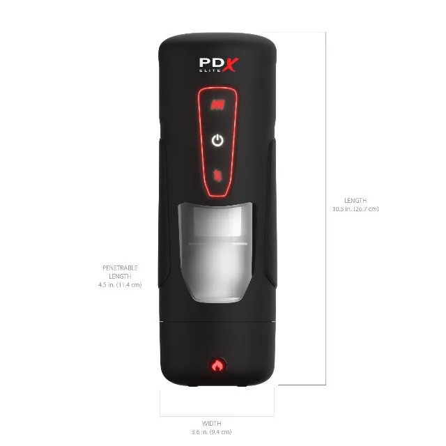 Masturbator automat PDX ELITE Milk Me Hotter. funcție de încălzire și penetrare automată. 10 funcții de vibrație. negru