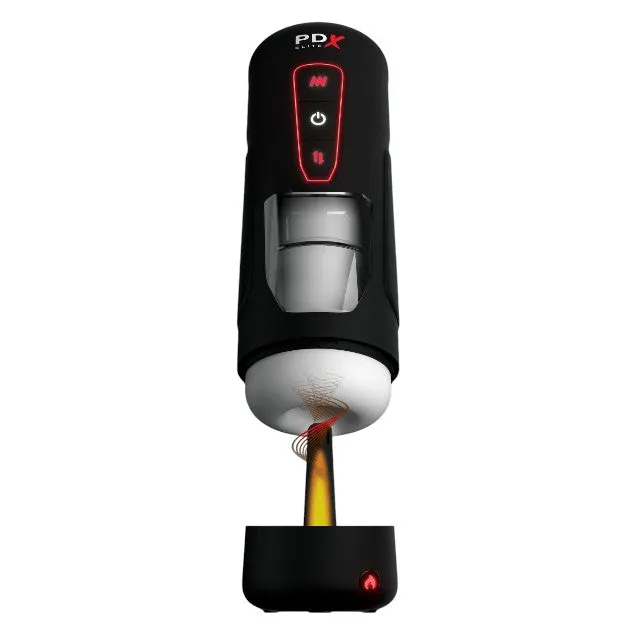 Masturbator automat PDX ELITE Milk Me Hotter. funcție de încălzire și penetrare automată. 10 funcții de vibrație. negru