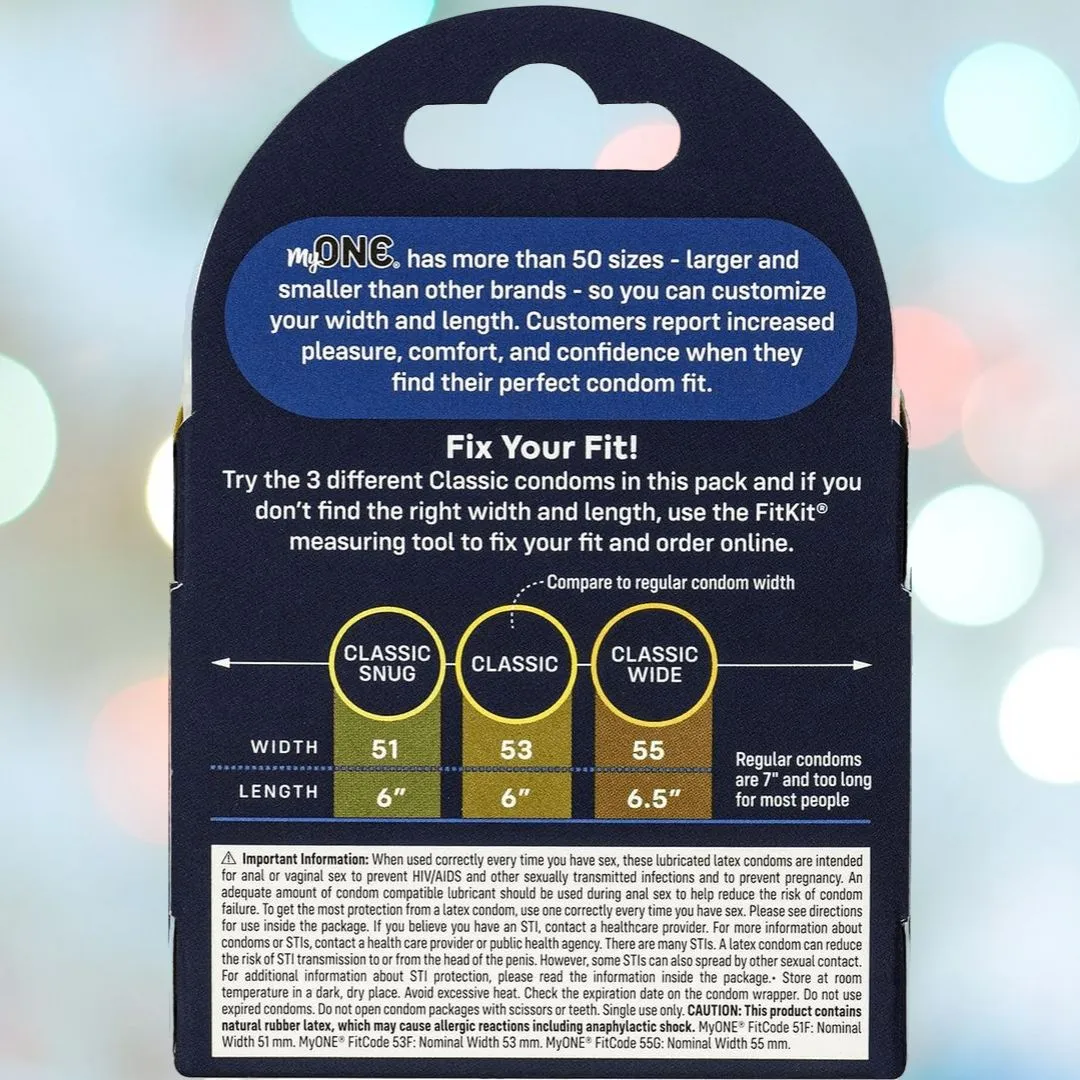 myONE Classic Condom Sampler (With FitKit Measuring Tool)