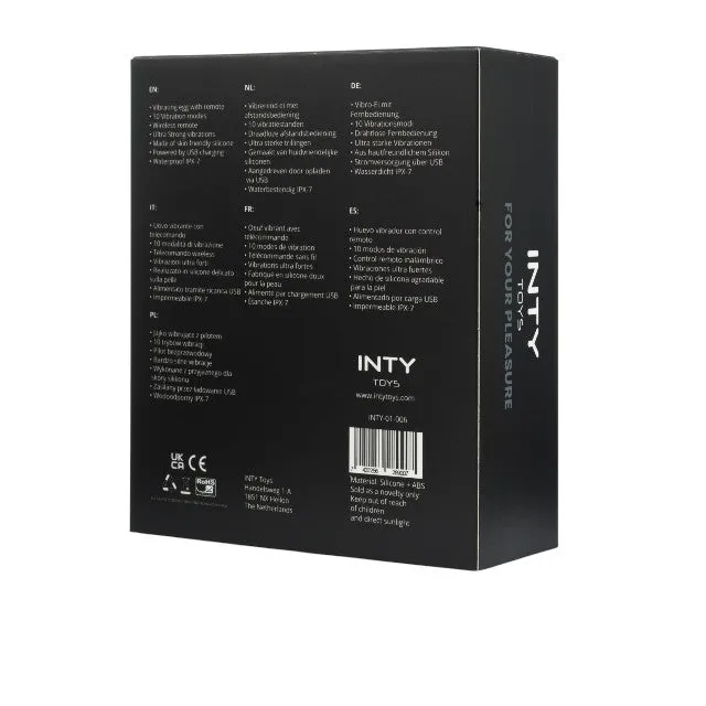 Ou vibrator INTY TOYS NEO. cu control prin telecomandă. 10 funcții de vibrații ultra-puternice. silențios. rezistent la apă. negru
