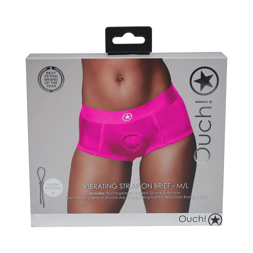 Ouch! Vibrating Strap-on Brief Pink M/L