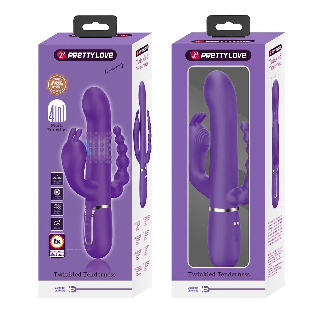 Pretty Love Cammy Triple Pleasure Vibrator with Anal Beads Purple