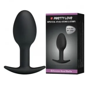 Pretty Love - Heavy Balls Silicone Butt Plug (Black)
